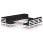 vidaXL Set de muebles de jardín 11 pzas con cojines madera pino blanco vidaXL Set de muebles de jardín 11 pzas con cojines madera pino blanco