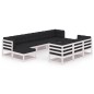 vidaXL Set de muebles de jardín 10 pzas con cojines madera pino blanco vidaXL Set de muebles de jardín 10 pzas con cojines madera pino blanco