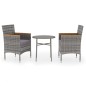 vidaXL Juego de comedor para jardín 3 piezas ratán sintético gris vidaXL Juego de comedor para jardín 3 piezas ratán sintético gris