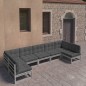 vidaXL Set de muebles de jardín 7 pzas con cojines madera pino gris vidaXL Set de muebles de jardín 7 pzas con cojines madera pino gris