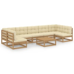 vidaXL Set de muebles de jardín 8 pzs cojines madera pino marrón miel