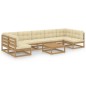 vidaXL Set de muebles de jardín 8 pzs cojines madera pino marrón miel vidaXL Set de muebles de jardín 8 pzs cojines madera pino marrón miel