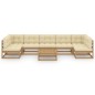 vidaXL Set de muebles de jardín 8 pzs cojines madera pino marrón miel vidaXL Set de muebles de jardín 8 pzs cojines madera pino marrón miel