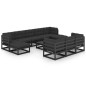 vidaXL Set de muebles de jardín 10 pzas con cojines madera pino negro vidaXL Set de muebles de jardín 10 pzas con cojines madera pino negro