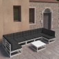 vidaXL Set muebles jardín con cojines 8 pzas madera maciza pino blanco vidaXL Set muebles jardín con cojines 8 pzas madera maciza pino blanco