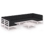 vidaXL Set muebles jardín con cojines 8 pzas madera maciza pino blanco vidaXL Set muebles jardín con cojines 8 pzas madera maciza pino blanco
