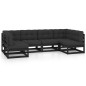 vidaXL Set de muebles de jardín 6 pzas con cojines madera pino negro vidaXL Set de muebles de jardín 6 pzas con cojines madera pino negro