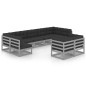 vidaXL Set de muebles de jardín 9 pzas con cojines madera pino gris vidaXL Set de muebles de jardín 9 pzas con cojines madera pino gris