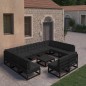 vidaXL Set de muebles de jardín 10 pzas con cojines madera pino negro vidaXL Set de muebles de jardín 10 pzas con cojines madera pino negro