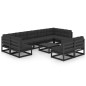 vidaXL Set de muebles de jardín 10 pzas con cojines madera pino negro vidaXL Set de muebles de jardín 10 pzas con cojines madera pino negro
