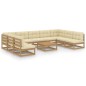 vidaXL Set de muebles de jardín 10 pzs cojines madera pino marrón miel vidaXL Set de muebles de jardín 10 pzs cojines madera pino marrón miel