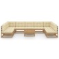vidaXL Set de muebles de jardín 10 pzs cojines madera pino marrón miel vidaXL Set de muebles de jardín 10 pzs cojines madera pino marrón miel