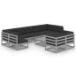 vidaXL Set de muebles de jardín 10 pzas con cojines madera pino gris vidaXL Set de muebles de jardín 10 pzas con cojines madera pino gris