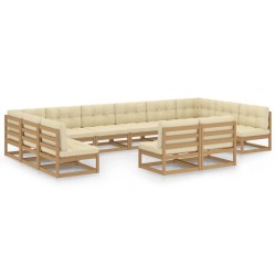 vidaXL Set de muebles de jardín 12 pzs cojines madera pino marrón miel