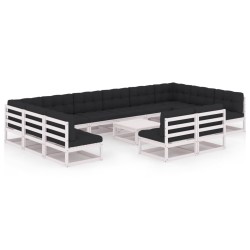 vidaXL Set de muebles de jardín 13pzas con cojines madera pino blanco