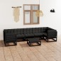 vidaXL Set de muebles de jardín 8 pzas con cojines madera pino negro vidaXL Set de muebles de jardín 8 pzas con cojines madera pino negro