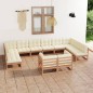 vidaXL Set de muebles de jardín 12 pzs cojines madera pino marrón miel