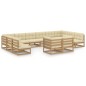 vidaXL Set de muebles de jardín 12 pzs cojines madera pino marrón miel