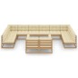 vidaXL Set de muebles de jardín 12 pzs cojines madera pino marrón miel