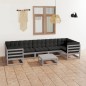 vidaXL Set de muebles de jardín 8 pzas con cojines madera pino gris vidaXL Set de muebles de jardín 8 pzas con cojines madera pino gris
