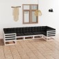 vidaXL Set muebles jardín 7 pzas con cojines madera maciza pino blanco vidaXL Set muebles jardín 7 pzas con cojines madera maciza pino blanco