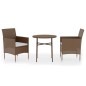 vidaXL Juego de comedor para jardín 3 piezas ratán sintético marrón