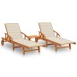 vidaXL Tumbonas con mesa y cojines 2 uds madera maciza de acacia vidaXL Tumbonas con mesa y cojines 2 uds madera maciza de acacia