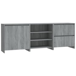 vidaXL Aparador de 3 piezas madera manufacturada gris Sonoma