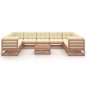 vidaXL Muebles de jardín 10 pzas y cojines marrón miel madera de pino vidaXL Muebles de jardín 10 pzas y cojines marrón miel madera de pino