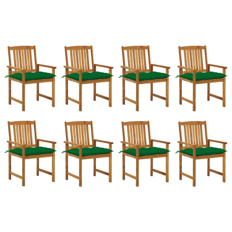 vidaXL Sillas de jardín con cojines 8 uds madera maciza de acacia vidaXL Sillas de jardín con cojines 8 uds madera maciza de acacia
