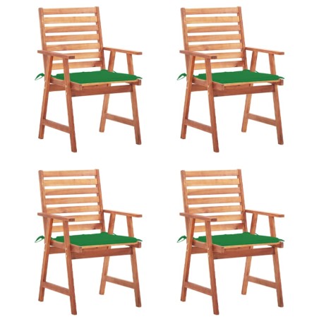 vidaXL Sillas comedor de jardín y cojines 4 uds madera maciza acacia
