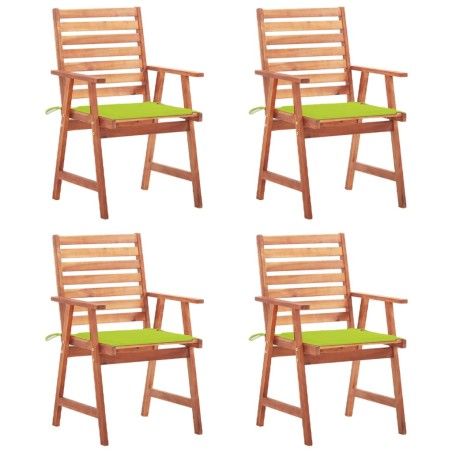 vidaXL Sillas comedor de jardín y cojines 4 uds madera maciza acacia