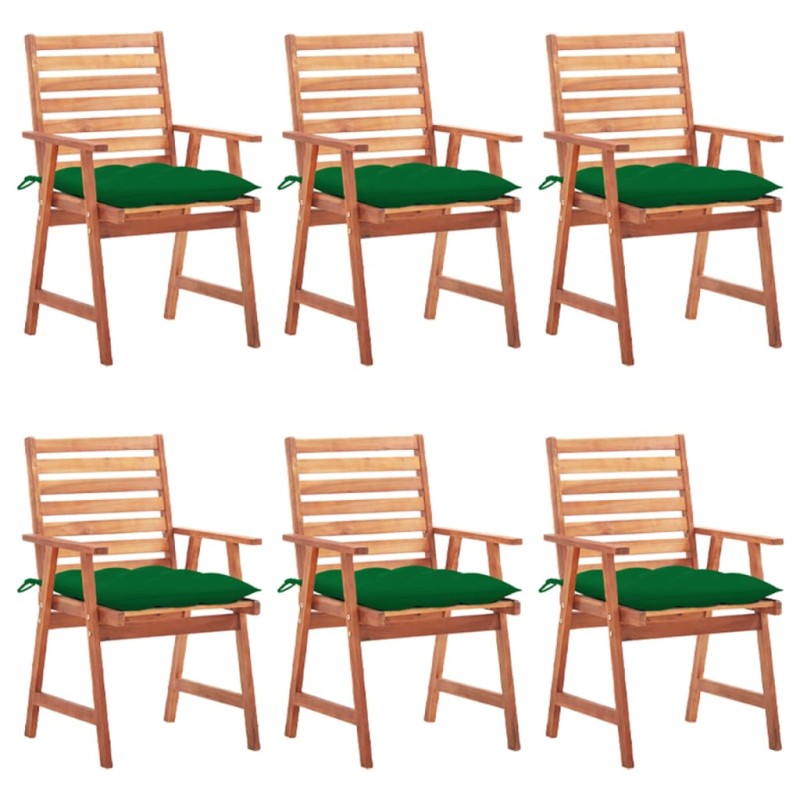 vidaXL Sillas comedor de jardín y cojines 6 uds madera maciza acacia vidaXL Sillas comedor de jardín y cojines 6 uds madera maciza acacia