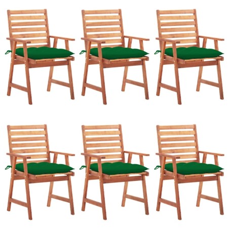 vidaXL Sillas comedor de jardín y cojines 6 uds madera maciza acacia 