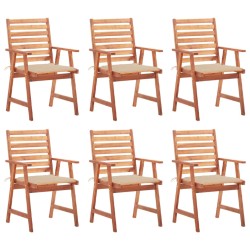 vidaXL Sillas comedor de jardín y cojines 6 uds madera maciza acacia 
