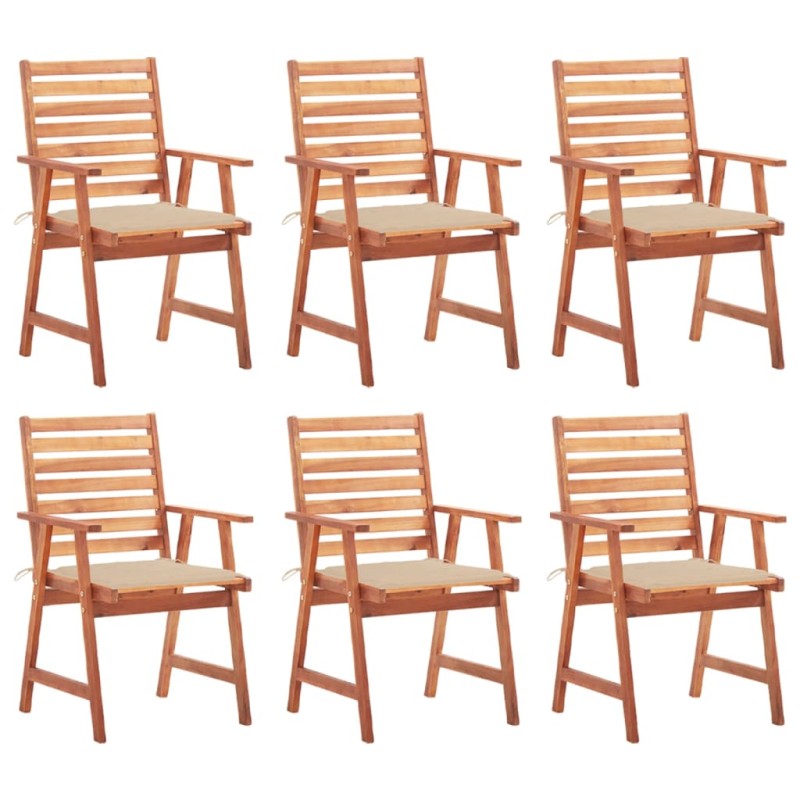 vidaXL Sillas comedor de jardín y cojines 6 uds madera maciza acacia vidaXL Sillas comedor de jardín y cojines 6 uds madera maciza acacia