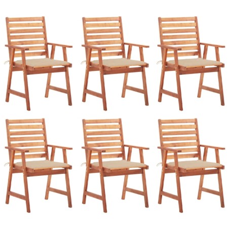 vidaXL Sillas comedor de jardín y cojines 6 uds madera maciza acacia 