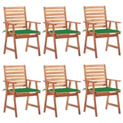 vidaXL Sillas comedor de jardín y cojines 6 uds madera maciza acacia 