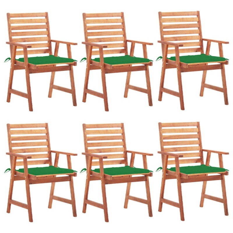 vidaXL Sillas comedor de jardín y cojines 6 uds madera maciza acacia vidaXL Sillas comedor de jardín y cojines 6 uds madera maciza acacia