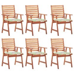 vidaXL Sillas comedor de jardín y cojines 6 uds madera maciza acacia 