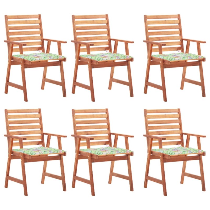 vidaXL Sillas comedor de jardín y cojines 6 uds madera maciza acacia 