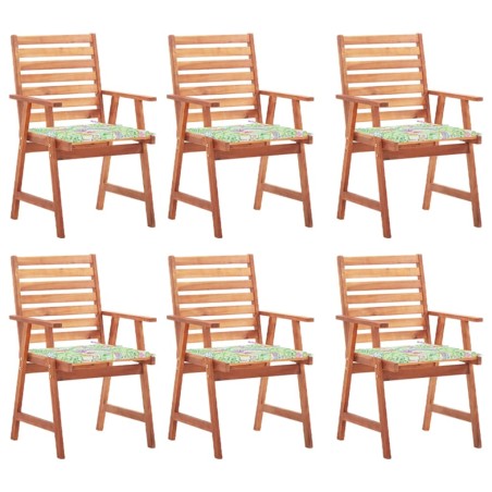 vidaXL Sillas comedor de jardín y cojines 6 uds madera maciza acacia 