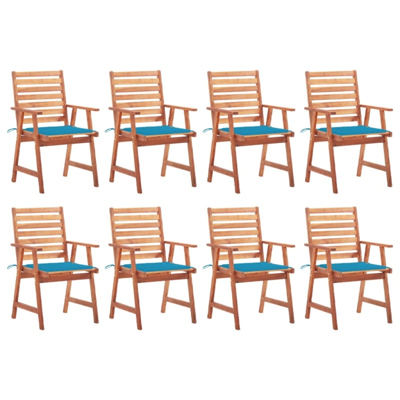 vidaXL Sillas comedor de jardín y cojines 8 uds madera maciza acacia 