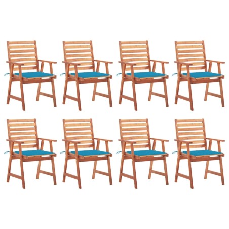 vidaXL Sillas comedor de jardín y cojines 8 uds madera maciza acacia 