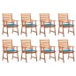 vidaXL Sillas comedor de jardín y cojines 8 uds madera maciza acacia 