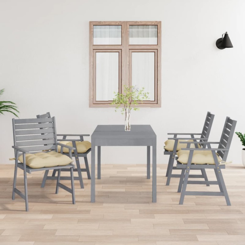 vidaXL Sillas de comedor jardín con cojines 4 uds madera maciza acacia vidaXL Sillas de comedor jardín con cojines 4 uds madera maciza acacia