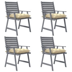 vidaXL Sillas de comedor jardín con cojines 4 uds madera maciza acacia