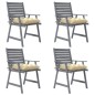 vidaXL Sillas de comedor jardín con cojines 4 uds madera maciza acacia vidaXL Sillas de comedor jardín con cojines 4 uds madera maciza acacia