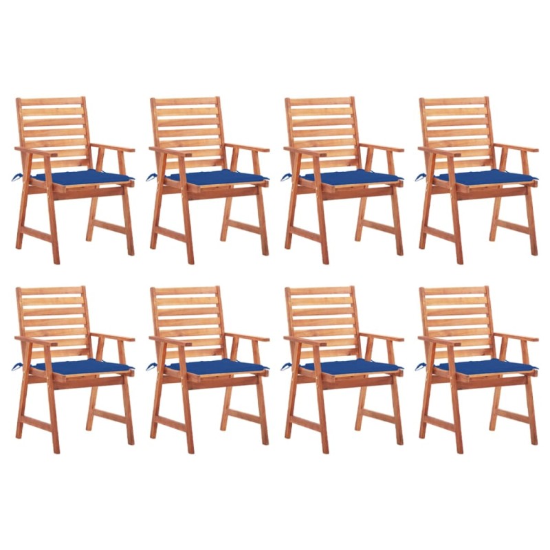 vidaXL Sillas comedor de jardín y cojines 8 uds madera maciza acacia 