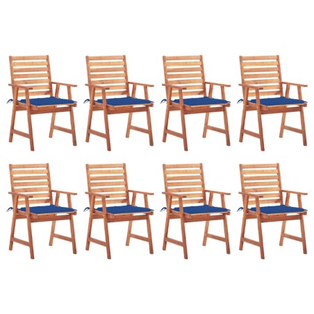 vidaXL Sillas comedor de jardín y cojines 8 uds madera maciza acacia 